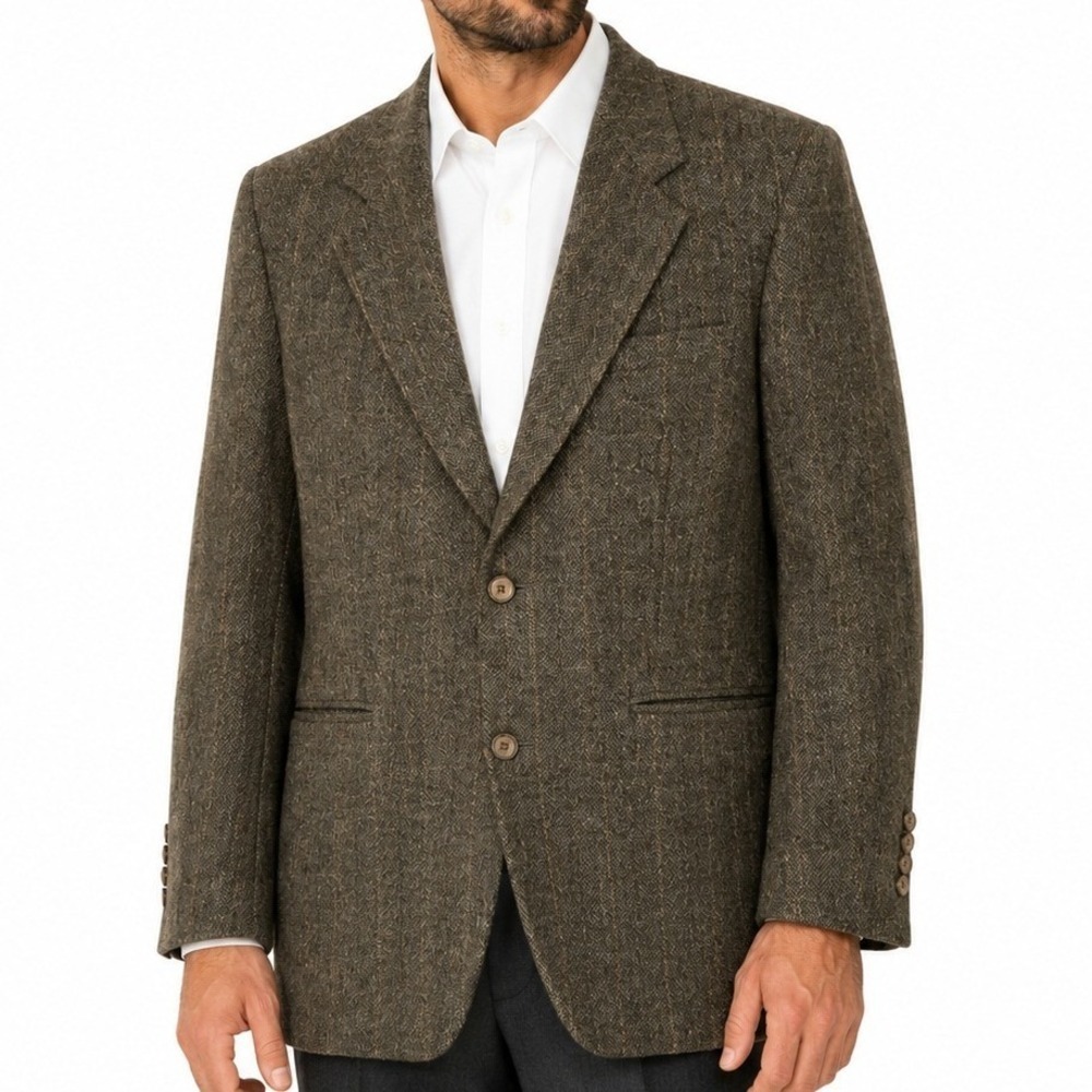 Lanshire Union Fashion Mens Brown 100% Camel Hair Herringbone Blazer Sport Coat
